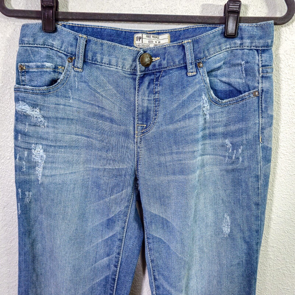 Free People Mid Rise Skinny Jeans Medium Wash Size 26 Clean Girl - Picture 5 of 10